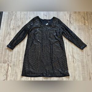 Love & Legend Black Sequin Long Sleeve sparkle holiday christmas party Dress NYE